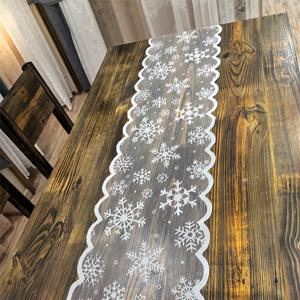 TEMU 싱글 팩 화이트 퓨어 스노우플레이크 레이스 패턴 테이블 플래그 고급 분위기 식탁 피아노 수납 캐비닛 미화용 테이블 플래그, 휴일 모임 및 저녁식사 장식 리셉션 데코에 적합
