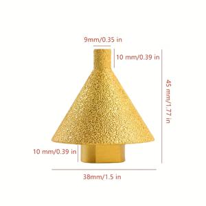 TEMU 38mm 직경의 M14 나사산 드릴 비트, 화강암 및 대리석용, 둥근 모서리 챔퍼가 있는 타일용