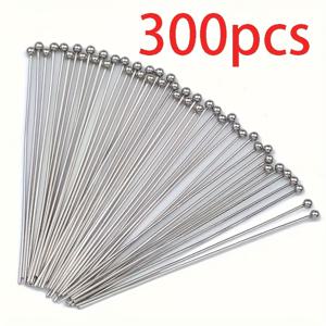 TEMU 300개 스테인레스 스틸 헤드 핀, 50mm 길이 - 내구성, 굽힘 가능한 DIY 보석 만들기 용품, 비즈, 펜던트, 팔찌, 목걸이 및 귀걸이, 보석 만들기 용품 | 세련된 금속 마감 | 내구성 있는 공예 재료, 보석 만들기 도구