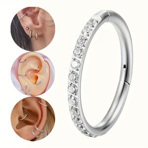 TEMU 스타일리시 304 스테인리스 스틸 합성 지르코늄 코링 & 이어커프 세트, 무봉제 나선형 연골 귀걸이 - 사계절 및 캐주얼 착용 가능한 피어싱 주얼리|피어싱