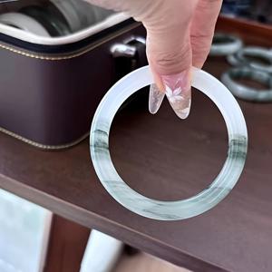 TEMU 여성용 우아한 유리 팔찌 - 녹색 대리석 무늬와 골드톤 악센트, 캐주얼 및 정장 착용에 어울리는 일상 액세서리