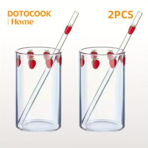 TEMU 1/2개 300ml/10oz 고성능 보로실리케이트 나나 귀여운 딸기 유리 컵, 빨대, 귀여운 물, 우유, 커피 머그기, 소녀와 학생에게 완벽한 선물, 가정, 학교, 파티용으로 내구성과 스타일리시한 음료 용기