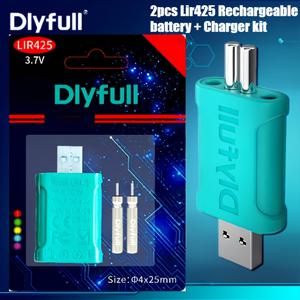 TEMU 2개입 Lir425 충전식 배터리 + 충전기 키트 야간 낚시용 전자 낚싯대 팁 라이트 글로우 스틱, 해안 낚시 알람 발광 플로트 LED 나이트 태클