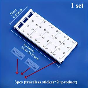 TEMU 세트 (접착 지지대 2개 + 제품 1개) 간편 조절 및 이동 가능 수납 칸막이 - 드릴 불필요, 옷장, 신발장, 주방 및 욕실에 적합, 공간 절약형 확장형 선반