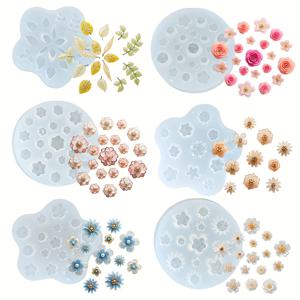 TEMU 6개 미니 플라워 주얼리 실리콘 몰드 - 고품질 재사용 가능한 DIY 네일 아트, 귀걸이, 펜던트, 반지 & 헤어 액세서리 제작용 - 정교한 꽃무늬 디자인, 내구성 강한 유연한 공예 도구, 핸드메이드 액세서리 및 다목적 크래프트 몰드