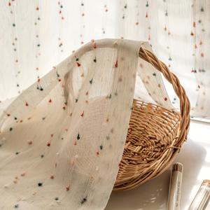 TEMU 1pc 빈티지 설탕 자수 투명 커튼 - 프랑스 스타일의 컬러풀한 꽃과 나비 디자인, 침실, 욕실, 또는 거실에 완벽한 선택, 기계 세탁 가능, 바구니 포켓 스타일, 침실 장식 | 빈티지 자수 | 천 커튼, 거실 커튼