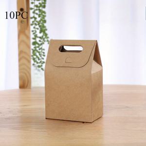 TEMU 편안한 손잡이가 있는 브라운 크래프트 종이 선물 가방 10개 세트 - 사탕, 쿠키, 스낵 등을 위한 대용량 3.94