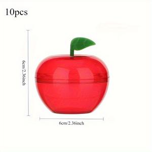 TEMU 5/10개 모양 플라스틱 사탕 병 - 휴일 장식 및 결혼 선물 상자에 이상적, 녹색 잎과 줄기가 있는 축제적인 사과 디자인, 휴일 선물 상자|축제 사과 디자인|플라스틱 병, 사과 장식, 할로윈, 크리스마스