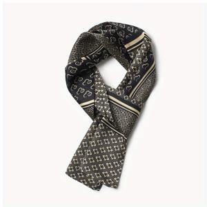 TEMU 우아한 남성용 양면 스카프 - 별하늘 & 제비 기하학 패턴, 블랙 & 골드 럭셔리 넥타이, 정장 & 캐주얼 착용, 모던 어반 스타일 액세서리