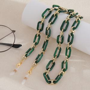 TEMU 29.5인치 우아한 아크릴 안경 체인 - 여성용 경량 및 편안한 원형 레니어드, 마스크 및 ID 배지 홀더에 이상적, 텔, 버건디, 대리석 및 에메랄드 그린으로 제공, 세련된 액세서리|다용도 안경 홀더|경량 체인, 안경 홀더