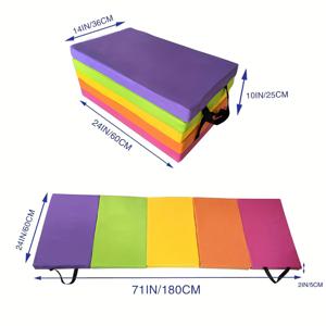TEMU 헤비듀티 체조 매트 - 두꺼운 미끄럼 방지 접이식 요가 및 트레이닝 매트, 체육관, 요가 스튜디오, 학교용 - 체조, 무술, 치어리딩 다목적 - 내구성 & 휴대용 피트니스 장비
