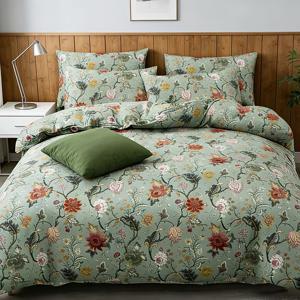 TEMU 3pcs 식물 프린트 이불 커버 및 베갯잇 세트/베갯잇 2개/매트리스 커버 1개/트윈/풀/퀸/킹 - 부드럽고 피부 친화적/사계절 간편 관리