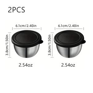 TEMU 2개/4개 세트, 누수 방지 PE 뚜껑이 있는 소스 컵, 250ml 재사용 가능한 소스 용기, 스테인리스 스틸 소스 컵, 샐러드 드레싱 용기, 피크닉 여행용 식기, 학교 도시락, 주방 용품, 레스토랑 용품, 결혼식 선물/졸업 시즌 선물