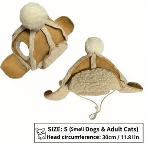 TEMU 소형 및 중형 개와 고양이용 귀 노출 디자인의 겨울 플러시 따뜻한 모자, 사슴 스토커 모자, 귀여운 스타일, 일상 및 사진 스타일