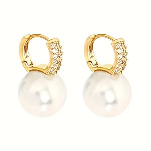 TEMU 우아한 빈티지 감각의 인조 진주와 구리 스티커 귀걸이 - 다용도로 사용할 수 있는 일상용, 파티 액세서리, 음악 축제 및 데이 선물에 적합, 축제 액세서리|빈티지 감각의 귀걸이|구리 포스트 귀걸이