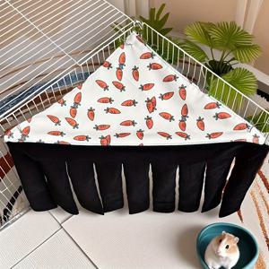 TEMU 세탁 가능한 소형 애완동물 은신처 하우스 - 햄스터, 페렛츠, 토끼, 기니피그, 친칠라, 및 고슴도치용 당근 패턴 코지 코너 해먹 텐트 - 내구성 있는 놀이와 휴식용 천