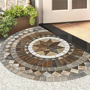 TEMU 1 반원형 돌 무늬 도어 매트, 두꺼운 부드러운 골든 플리스 매트, 현관 및 거실 장식용, 세탁기 사용 가능한 미끄럼 방지 매트, 스크래치 방지 야외 출입문 매트, 홈 데코레이션에 적합한 내구성 있는 웰컴 매트