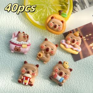 TEMU 40개 귀여운 만화 곰과 Kürbis 플랫 백 장식 - DIY 레진 키체인, 책상 장식, 헤어 액세서리 및 폰 케이스 스티커 - 공예 및 개인화용 재미있는 동물 디자인, 공예 액세서리 | 재미있는 동물 디자인 | 내구성 있는 레진