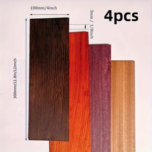 TEMU 고품질의 외래 원목 4개 세트 (날개 나무, 로즈우드, 퍼플하트, 새펠 포함), 1.8인치 x 4인치 x 12인치 크기. 이 목재 공구는 수제로 제작되었으며, 샌딩 처리가 완료되지 않은 보드이며 레이저 조각에 적합합니다.