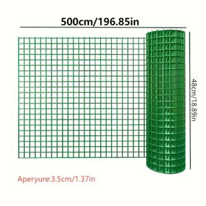TEMU 1 롤 녹색 갈vanized PVC 코팅 와이어 메쉬 - 닭장, 정원 및 장식 경계를 위한 내구성 있는 금속 울타리, 전기 없음, 쉬운 설치, 야외 울타리, 정원 보안, 격자 패턴, 튼튼한 구조