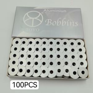 TEMU 100개입 TOYO 고품질 평직 재봉틀 알루미늄 보빈, 아노다이즈드 알루미늄 보빈 코어, 컴퓨터 평직 재봉틀 호환.