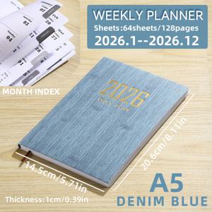 TEMU 1 A5 크기 2026 일간 플래너, 128 페이지 - PU 커버가 있는 얇은 주간 플래너, 개인 정보 섹션, 월간 및 주간 캘린더, 365일 일간 계획, 이상적인 크리스마스, 추수감사절, 생일 선물, 사무용품 | 현대 플래너 | 내구성 있는 커버