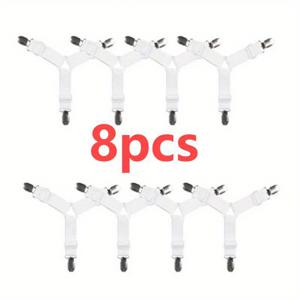 TEMU 8pcs 조절 가능한 나일론 시트 스트랩 - 니켈 코팅 클램프가 장착된 헤비 듀티 탄성, 안전한 삼각형 디자인, 매트리스 시트 및 더 많은 용도로 다목적, 흰색, 스폿 클리닝 가능, 매트리스 스트랩 | 조절 가능한 클램프 | 내구성 있는 탄성 스트랩, 매트리스 액세서리