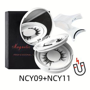 TEMU 2쌍의 자석 속눈썹 세트, 이중층 거울 상자 및 7-12mm 투명 줄기 혼합 스타일 자석 속눈썹 컬러 - 적용 및 제거가 쉬운 재사용 가능한 크리스마스 메이크업 도구