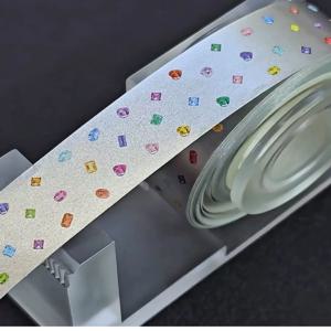 TEMU 실버 저널 테이프 스티커 2롤, 멀티컬러 합성 보석 모양 스티커, 불렛 저널, 스크랩북, 선물 포장, DIY 공예용, 불렛 저널 스티커,DIY 공예 스티커,장식용 스티커,스타일리시 접착제,매끄러운 표면,내구성 있는 접착제,장식용 테이프,접착 보석,DIY ,선물 포장지