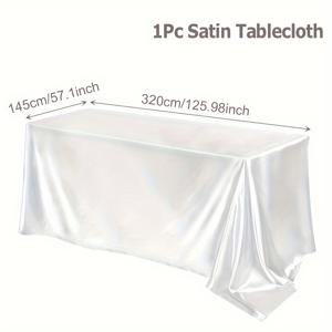 TEMU 할로윈, 크리스마스 1개/2개 세트 사틴 폴리에스터 테이블보 - 우아한 러스틱 웨딩 & 생일파티 장식용 주름방지 기계제작 홈다이닝과 행사 (화이트&블랙), 매끄러운 질감의 고품격 완성도 할로윈·크리스마스·결혼식 테이블에 딱! 빈티지 클래식 디자인으로 내구성 있는 소재로 만든 이벤트와 휴가 조직을 위한