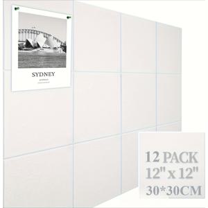 TEMU 12pcs 대형 필트 보드 벽 타일, 필트 보도판, DIY 스플링 벽 스티커, 내장된 백킹, 벽 메시지 보드, 벽 장식 보드, 방 소음 방지 보드