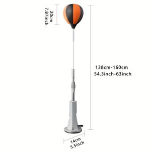 TEMU 높이 조절 가능한 펀칭 백 55-63인치 - 스프링 로드 베이스, 배터리 불필요한 에어 펌프 & 도구 포함 - 내구성 있는 PU 및 텅스텐 스틸 구조의 홈 피트니스용, 릴랙스 & 리플렉스 트레이닝 (오렌지/혼합/블랙)