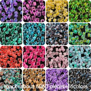 TEMU 6060 미니 잉크 비즈 - 16가지 화려한 컬러, 2.5mm 실린더 유리 구슬 세트, DIY 주얼리 만들기, 귀걸이, 키체인 및 팔찌 제작 소재
