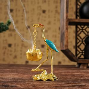 TEMU 황금 오리 향로 - 우아한 블루 & 골든 메탈 장식, 연꽃 디자인, 걸이형 아가르우드 디퓨저, 홈 데코용, 전기 불필요, 향로