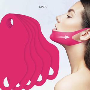 TEMU 6pcs V-Line 리프팅 얼굴 마스크, 더블 치니 트레이너, 얼굴 치니 리프팅 테이프, 콜라겐 조각 마스크, 아로마 베라 & 하이알루론산|마스크