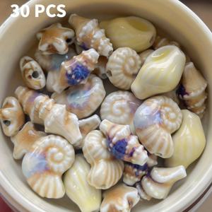 TEMU 30개의 빛나는 노란색 혼합 세라믹 비즈, 바다를 테마로 한 수제 보석 액세서리, DIY 열정가와 공예가가 팔찌와 목걸이를 만들기 위한 재료로 사용할 수 있는 다양한 모양의 비즈, 배터리 없음