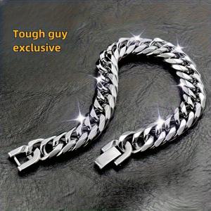 TEMU 남성 쿠바 링크 더블 웨이브 여섯면 팔찌, 아버지의 날 선물, 헤비웨이트 두꺼운 체인, 모든 계절에 적합