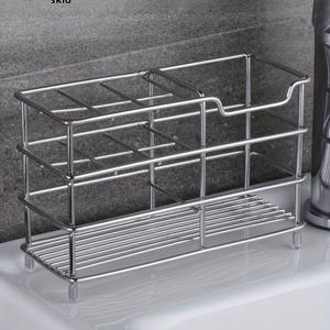 TEMU 스테인리스 스틸 칫솔 홀더, 다기능 7단 욕실 정리대 - 치약 및 면도기 보관용 실버