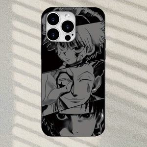 TEMU 일본 애니메이션 캐릭터 콜라주 디자인, 인기 창의적인 만화 패턴, 대형 홀 매트 폰 케이스, 남녀 공용 스타일리시한 미니멀 트렌드 선물. 아이폰 16, 15, 14, 13, 12, 11 호환