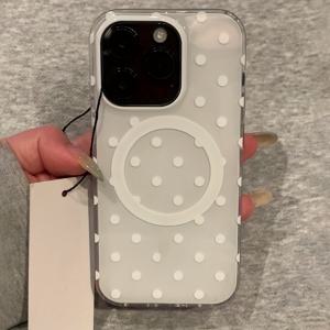 TEMU 아이폰 16 15 14 13 프로 맥스용 심플 폴카 도트 소프트 마그네틱 무선충전 폰케이스 - 캔디 컬러 젤리 보호 충격방지 범퍼 커버