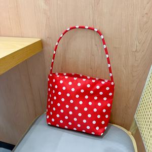 TEMU 여성용 물방울 무늬 숄더백, 나일론 토트백, 겨드랑이 가방, 빈티지 숄더백.