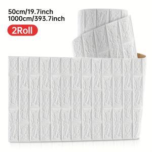 TEMU 2롤 20미터 길이 3D 벽돌 벽지 | 자가 점착 폼 벽 타일 스티커, 홈 벽 패널, 떼어내어 붙이는 방식, 청소 및 절단 용이, 거실, 주방, 침실, 사무실 장식에 적합