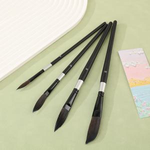 TEMU 전문가용 다람쥐털 수채화 브러쉬 - 나이프 핸들 스타일, 인체공학적 꼬리 디자인으로 아티스트에게 적합