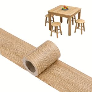 TEMU 1롤 자가 접착 리얼리스틱 우드 그레인 수리 테이프 - 바닥, 문, 캐비닛, 테이블용 필 & 스틱 우드 플랭크 텍스처 - 오크 베니어 느낌, 다용도 표면 DIY 목재 수리 (접착제/도구 불필요) - 플라스틱 및 기타 표면의 결함 가림