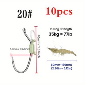 TEMU 10개 빛나는 산란된 새우 가시 - 밝은 흰색, 옵션으로 보이기 쉬움, 큰 물고기 및 새우에 이상적, 휴일 및 아버지의 날 선물에 완벽, 낚시 가시, 생동감 있는 가시 디자인, 내구성 있는 금속 가시