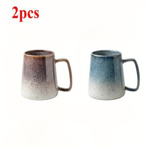 TEMU 2개 세트 (5.11*3.42인치) 레트로 세라믹 머그컵, 대용량 700ml 커피잔 - 홈&오피스 커플 컵