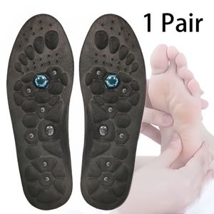 TEMU 1쌍 자석 경혈 마사지 깔창 - 인체공학적 아치 지지대, 부드러운 탄성 EVA 소재, 통기성 미끄럼 방지 디자인, 남녀 공용 컷-핏, 일상 및 스포츠 사용, 편안한 발 관리, 내구성 있는 깔창, 발 관리용 깔창, 편안한 신발, 인체공학적 깔창, 유연한 깔창, 자석 경혈 깔창, 자석 깔창, 경혈 깔창, 신발 패드
