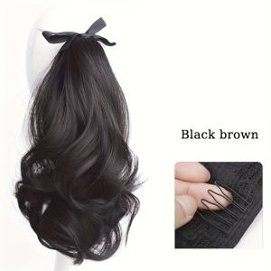 TEMU 여성용 우아한 포니테일, 안전 스트랩 - 긴 11인치 컬리 웨이브 헤어스타일, 데일리 및 포멀 행사룩 - 열기구로 스타일링 용이 - 파티, 결혼식, 사진 촬영에 적합 - 홈 사용을 위한 살롱 퀄리티, 파티 헤어피스