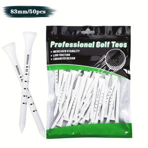 TEMU 골프 볼 티, 화이트 프린팅 및 스케일 포함, 83mm 길이, 대나무 티 50개 세트