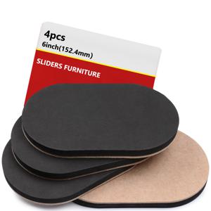 TEMU 헤비듀티 가구 슬라이더 - EVA 그립 패드 포함, 미끄럼 방지 (6x3.5인치) 4개입 - 원목, 라미네이트, 타일, 엔지니어링 바닥용 - 무거운 가구 이동 보호대, 베이지색, 오벌형 디자인, 내구성 있는 펠트 패드, 홈 리로케이션 도구, 저프로파일 설계, 전문가용, 텍스처 표면, 장기 사용 가능